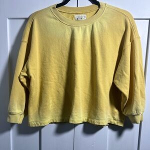 Velvet by Graham & Spencer Yellow Cropped Crewneck Sweatshirt XS